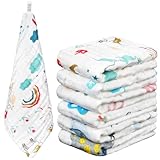 AYESY Musselintücher für Babys,6 Stück 30cm x 30cm Spucktücher Baby,Weicher Baumwolle Handtücher,Atmungsaktiv und Saugfähig,Mehrzweck Gesichtstüche für Jungen Mädchen