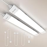 MOJIAZH-2er Pack Feuchtraumleuchte LED 43cm，16W Feuchtraumlampe mit Stecker，5000K 1800LM Werkstattlampe，IP65 Wasserfest Wannenleuchte，Wasserdicht Kellerleuchte für Büros Keller Garage Werkstätten