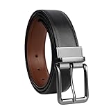 Amexo Echtledergürtel herren, Reversibel wendegürtel herren, Stilvoll und schlicht männer gürtel für Anzüge Jeans Casual Kleidung und Business Kleidung (120cm)