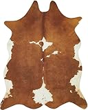 andiamo Kuhfell Teppich Amarillo aus Kunstfell - Teppich Schlafzimmer Wohnzimmer Fellimitat im Fotodruck 125 x 155 cm Creme-braun