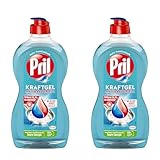 Pril Kraft Gel Antibakteriell (450ml), Handgeschirrspülmittel mit hoher Fettlösekraft, für sauberes Geschirr, entfernt 99,9% der Bakterien* (Packung mit 2)