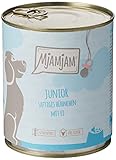 MjAMjAM - Premium Nassfutter für Hunde - Junior saftiges Hühnchen mit Ei, 6er Pack (6 x 800 g), naturbelassen mit extra viel Fleisch