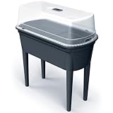 Prosperplast Hochbeet Frühbeet Bloomo mit abnehmbaren Beinen und Deckel | Frühbeet für Garten und Balkon | aus Kunststoff | Anthrazit | wetterfest | 78 x 82 x 37 cm (Hochbeet (Einzelausführung))