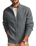 PJ PAUL JONES Herren Strickjacke Cardigan mit Reißverschluss Regular Fit Elegant Business Feinstrick Strickjacke für Winter (Dunkelgrau, L)