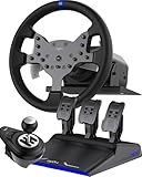 PXN V99 Gaming Lenkrad, Force-Feedback Lenkrad mit Pedalen und Schalthebel - 3,2NM, 270°&900°, 11,8Zoll Lenkrad, 4 Paddle Shifters, Tools APP - Lenkrad für PC, Xbox und PS4