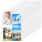 30 Stück 120 Taschen Fotohüllen DIN A4,Transparent Postkartenhüllen 4 Fach Geteilt Fotosichthüllen Klarsichtfolien Postkartenhüllen für Familien Hochzeits Fotoalbum A4 2/3/4 Ringbuch