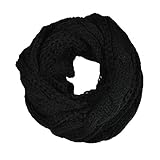 MAKFORT Damen Loop Schal Strickschal Loopschal Herbst Winter Dicker Schlauchschal Schwarz