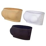 Lemef Damen Seamless Sport BH Tube Top Abnehmbare Padding Bandeau(M, 1*weiß,1*schwarz,1*hautfarben)