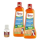POLIBOY Laminat Reiniger - Bodenreiniger für Laminat, Linoleum und Kork - ergiebiges Reinigungskonzentrat mit Orangenduft - 2x 500 ml - inkl. Produktprobe - Made in Germany