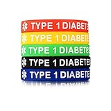 Xinsheinelry Medizinisches Notfallarmband Typ 1/2, 5 Stück, Silikon, leicht, 19,1 cm Durchmesser, tragbares Band für Kinder und Erwachsene