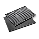 barbecook Universal Grillplatte Gusseisen mit flacher und gerippter Seite, Plancha Grillplatte für Gasgrill, rechteckig, 43 x 35 cm 2232011000 Schwarz