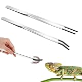 Aquarium Pinzette Edelstahl, 2 Stück Gerade Pinzette Und Gebogene Spitze Pinzette Lange Futterzange mit Gummispitze Gerade für Wasserpflanze Zange Pflanzenpinzette Gartenarbeiten