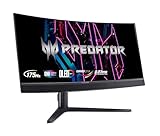 Acer Predator X34V Gaming Monitor 34 Zoll (86 cm Bildschirm) UWQHD, OLED, 175Hz DP/Type-C, 100Hz HDMI, 0.03ms(GTG), DP 1.4, Type-C 65W, 2xHDMI 2.0, Curved, höhenverstellbar, FreeSync Premium
