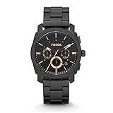 Fossil Machine uhr für Herren, Chronographenwerk mit Edelstahl- oder Lederarmband, Schwarz und Roségoldton, 42MM