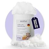 Merino® - Füllwatte 3 Kg Beutel - Füllmaterial Watte aus 100% Polyester - Hochwertige Füllwatte für Kuscheltiere - Bastelwatte formbeständig und extra flauschig - Kissenfüllung extra ergiebig