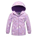 linboo Softshelljacke Mädchen Übergangsjacke mit Fleecefütterung Warm Windjacke Atmungsaktiv Regenjacke Wasserdicht Outdoorjacke für Kinder, Lila, 122-128(Etikettengröße:130)