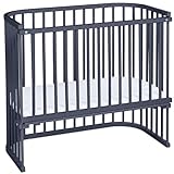 babybay Boxspring XXL Beistellbett, schiefergrau lackiert, Kinderbettset