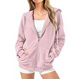 YCBMINGCAN Damen Sweatjacke Full Zip Übergangsjacke Sweatshirt Crop Kapuzenjacke Casual Pullover Oberteile Mantel Leicht taillierte Sportjacke Trainingsjacke Jacke mit Kapuze