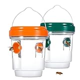 SZZETK Wespenfalle, Wasp Trap, Wespenfalle für Draußen, Wespenabwehr Draußen 360 Grad Wirkung, für natürlichen Lockstoff, Geeignet zum Aufhängen und Fangen von Wespenfallen-Orange, grün/2 Pack