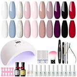 RSTYLE Shellack Set mit Lampe 48W, Nagelset Gelnägel 12 Farben Komplett Gel UV Nagellack Set mit UV/LED Lampe Nagelstudio Soak Off Nail Art Maniküre