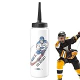 Box-Trinkflasche - 1 Liter Eishockey Wasserflasche mit großem Fassungsvermögen auslaufsicher | Klassische Sportflasche mit verlängerter Spitze für Bergsteigen, Camping