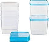 Kigima Gefrierdosen 6x0,75L quadratisch Hellbllau – Vorratsdosen mit Deckel luftdicht – Frischhaltedosen mit Deckel – Aufbewahrungsbox Küche für Mealprep & Organisation – Austrian Quality