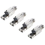 FGB 10 Gbps RJ45 CAT7 Netzwerkstecker Lan Stecker LSA Geschirmt RJ45 Stecker Werkzeuglos für Verlegekabel 600MHz für Patchkabel Verlegekabel CAT7 CAT6A, 4 Stück