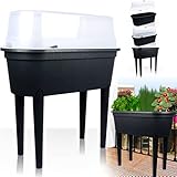 Stimo Anzuchttisch Hochbeet Pflanztisch mit Beinen und belüftbarer Deckel Pflanzkasten Balkon