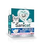 Sanicat Klumpstreu Active White mit Lotusblumenduft Hergestellt aus natürlichen Mineralien mit garantierter Geruchsbindung Absorbiert die Feuchtigkeit und erleichtert die Reinigung Packungsgröße 6l