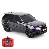 CMJ RC CARS Range Rover Sport Offiziell Lizenziertes ferngesteuertes Auto 1:24 mit funktionierenden LED-Lichtern, funkgesteuerter Supersportwagen (Schwarz)