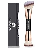 KINGMAS Foundation Make-up Pinsel, Premium Kabuki Pinsel, doppelseitiger Konturpinsel (flach/abgewinkelte runde Oberseite) zum Mischen von flüssigem Puder, Concealer, Creme, Rouge, Make-up-Pinsel