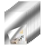 QESSUVNC 10 Stücke Spiegelfolie Selbstklebend Spiegel, Flexibler Klebespiegel Nicht Glas Spiegelfliesen Selbstklebend Fliesenspiegel Wandaufkleber für DIY Hause Badezimmer Wanddekoration (4 x 6 Zoll)