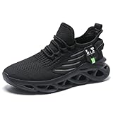 ZDFQLGV Herren Laufschuhe Turnschuhe Sportschuhe Sneaker Walkingschuhe Atmungsaktiv Gummisohlen Spiralboden Fitness Jogging Schuh Schwarz EU 42