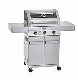 RÖSLE Gasgrill BBQ-Station Gourmet G3 Edelstahl, 3 Hauptbrenner, Deckel mit Glaseinsatz & Thermometer