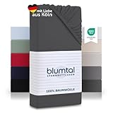 Blumtal® Baumwolle Spannbettlaken 90x200 cm Basics Jersey - Bettlaken 90x200 cm - OEKO-TEX zertifiziertes Spannbetttuch 90x200 cm - Matratzenbezug 90x200 cm - Leintuch 90x200 cm - Anthrazit