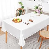 Tischdecke Abwaschbar, Tischdecke Weiß, Rechteckig 120X160CM Tischtuch Wasserabweisend Tafeldecke Abwischbare aus Polyester für Hochzeit, Party, Kindergeburtstag