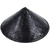 ifundom Kegelhut, Samurai-Hut, Ninja-Hut, Bambushut, japanischer Hut, Ritterhut, asiatischer Hut, chinesischer orientalischer Cosplay-Kappe, schwarz, für Performance, Cosplay, Party, gewebter