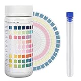 ROTKUSZ 9 in 1 Aquarium Teststreifen, 100 Teststreifen für Süßwasser & Salzwasser, Testen von Eisen, Kupfer, Nitrat, Nitrit, Chlor, Gesamthärte, Gesamtalkalität, Karbonat, pH