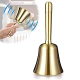 Udbrud Handglocke Klassische, Multifunktionshandglocke Laute Mahlzeitglocke Tischglocke aus Massivem Messing, 10CM Gold Hand Glocke Rezeptionsklingel für Schule, Kirche, Weihnachten (Gold Griff)