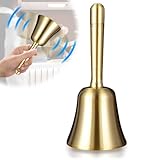 Udbrud Handglocke Klassische, Multifunktionshandglocke Laute Mahlzeitglocke Tischglocke aus Massivem Messing, 10CM Gold Hand Glocke Rezeptionsklingel für Schule, Kirche, Hotel, Weihnachten