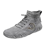 Freizeitschuhe für Herren, High-Top-Socken im koreanischen Stil, runde Zehenpartie mit acht Krallen, atmungsaktiv, Herbst und Winter W-120 Gray 38