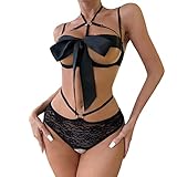 Lenceria Sexy Dessous New Sexs Schwarze Farbe Frauen Sexy Strumpfband Dessous Sex BH und Höschen Sets Rot Body 92 (Black, L)
