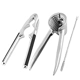 LUMINFLY Robustes Nussknacker aus Edelstahl, 3-teiliges Nussknacker mit rutschfestem Griff, Multifunktionswerkzeug, inklusive Nusspieß