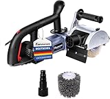 FANZWORK V2 1500 Watt Satiniermaschine Schleifmaschine Bürstenschleifgerät zur Renovierung von Oberflächen, mit Staubsaugung-Anschluss, Drehzahlregelung, Kugelgriff, Stahldraht & Nylon Bürste
