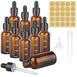 Xishoyen 8 Stück Pipettenflasche 30ml, Tropfflasche Braunglas Dropper Bottle, Apothekerflasche Braunglasflasche, Abgestufte Flasche mit Pipette für Ätherische Öle, Parfümöle, Aromatherapie (30ML - 8)