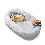 noviclass® Hundebett XXL 190cm | Extrem Komfortables Hundebett für Menschen | Für Grosse Hunde | Memory-Foam Orthopädische Matratze | Mit Decke und Kissen | Waschbar