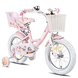 JOYSTAR Einhorn 16 Zoll Kinderfahrrad für 5-7 Jahre Mädchen, Kinderfahrrad mit Puppenfahrradsitz & Stützrädern, Rosa…
