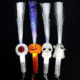 Leuchtstäbe, 4 Stück Halloween Knicklichter, LED Leuchtstab Glasfaser, Leuchtstäbe Partyzubehör, Leuchtstab Kinder Geist, Kürbis, Skelett, Leuchtstäbeparty Mitgebsel Kindergeburtstag für Halloween