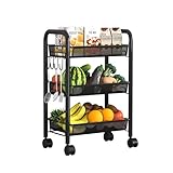 4-stöckiges Rollregal, schmal, platzsparend, Küchen-Organizer für Obst, Gemüse und Haushaltsgegenstände, mobile Aufbewahrungslösung für kleine Räume