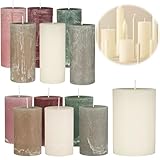 LS-LebenStil Exklusive Stumpenkerzen 10x6,8cm Ribe Rustik Creme Weiß - Made in EU - Unparfümiert - lange 40 Stunden Brenndauer - Ohne Duft - Blockkerzen Kerzen für Haushalt Feiern Gastronomie